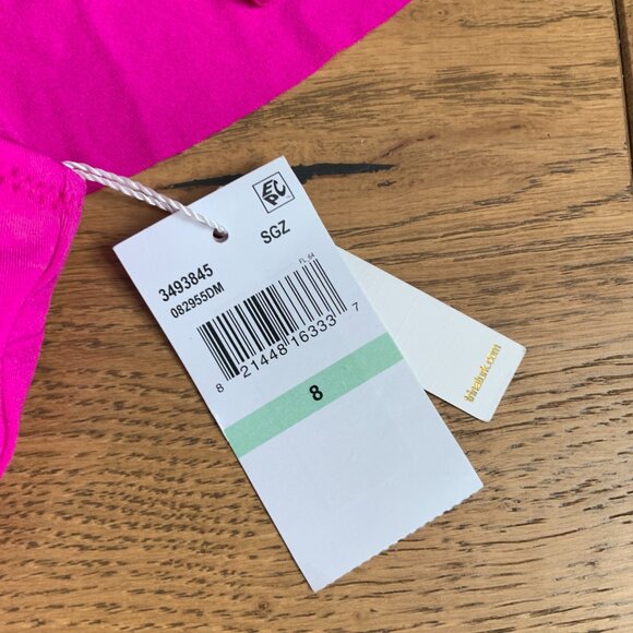 Trina Turk Monaco Ruffle Bandeau One Shoulder Swim Bikini Top Hot Pink Size 8 - Picture 4 of 8